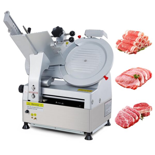GARVEE Cortadora automática de carne, cortador de delicatessen de 550 W con hoja de acero al carbono de 12 pulgadas, máq