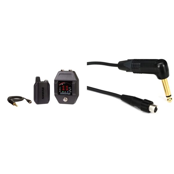 Sistema Inalámbrico Digital Shure GLXD16+ Doble Banda para Guitarra y Bajo con Cable WA307 y Conector Neutrik Ángulo Rec