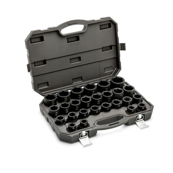 GEARWRENCH Juego de llaves de impacto métrico de 6 puntas de 26 piezas, 3/4 pulgadas de diámetro | 19mm-50mm | 84031