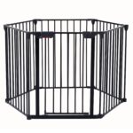 Puerta de Seguridad SPOFLYINN Metal Acero Configurable 4 en 1 Montaje en Pared Negro