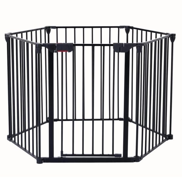 Puerta de Seguridad SPOFLYINN Metal Acero Configurable 4 en 1 Montaje en Pared Negro