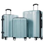 Juego de Maletas SPOFLYINN 3 Piezas Rígidas Expandibles Ruedas Giratorias Candado TSA 20 24 28 Pulgadas Gris