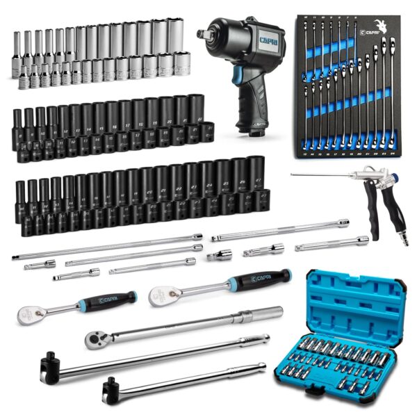 Juego de Herramientas Mecánicas Capri Tools CP-APPRENTICE-161M 161 Piezas Métrico Acero al Cromo Vanadio Cromado