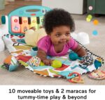Set de Regalo para Bebé Fisher-Price Piano Gym Glow and Grow Kick and Play con Silla de Piso Sit Me Up y Maracas Rattle