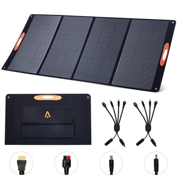 Panel solar portátil Asypets 420W plegable silicio monocristalino negro