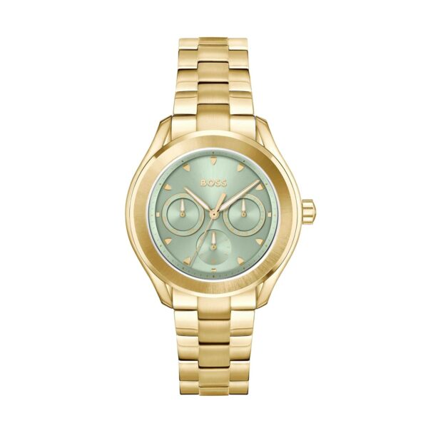 Reloj BOSS Lida 1502745 Multifunción Acero Inoxidable Chapado en Oro Esfera Verde 38 milímetros Resistente al Agua 3ATM