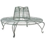 Banco de árbol de hierro forjado SAFAVIEH Ally PAT5019D verde oscuro antiguo estilo victoriano para exteriores 60 x 60 x