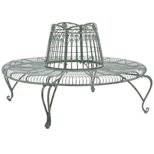 Banco de árbol de hierro forjado SAFAVIEH Ally PAT5019D verde oscuro antiguo estilo victoriano para exteriores 60 x 60 x