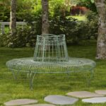Banco de árbol de hierro forjado SAFAVIEH Ally PAT5019D verde oscuro antiguo estilo victoriano para exteriores 60 x 60 x