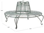Banco de árbol de hierro forjado SAFAVIEH Ally PAT5019D verde oscuro antiguo estilo victoriano para exteriores 60 x 60 x