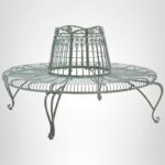 Banco de árbol de hierro forjado SAFAVIEH Ally PAT5019D verde oscuro antiguo estilo victoriano para exteriores 60 x 60 x