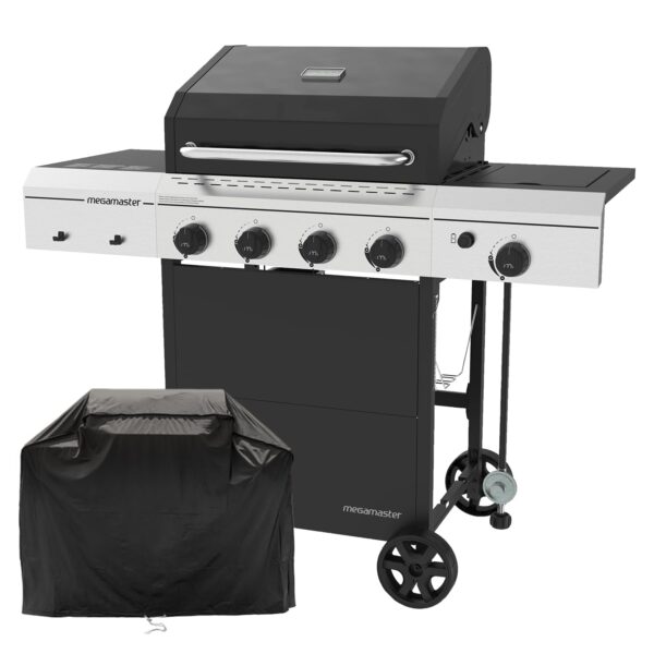 Parrilla de Gas Megamaster 720-0804HK 4 Quemadores con Quemador Lateral 52000 BTU Área de Cocción 568.2 Pulgadas Cuadrad