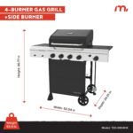 Parrilla de Gas Megamaster 720-0804HK 4 Quemadores con Quemador Lateral 52000 BTU Área de Cocción 568.2 Pulgadas Cuadrad