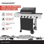 Parrilla de Gas Megamaster 720-0804HK 4 Quemadores con Quemador Lateral 52000 BTU Área de Cocción 568.2 Pulgadas Cuadrad