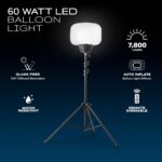 E-Z UP SKYFUZE - Luz LED de globo y trípode de 60 W con más de 5,000 pies cuadrados de iluminación de 360 grados, 7,800