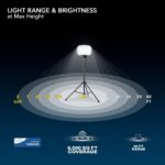 E-Z UP SKYFUZE - Luz LED de globo y trípode de 60 W con más de 5,000 pies cuadrados de iluminación de 360 grados, 7,800