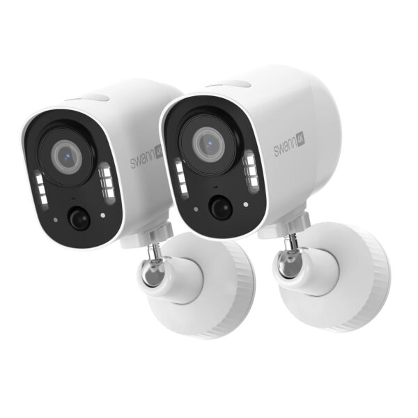 Swann Xtreem 4K - Paquete de 2 cámaras de seguridad inalámbricas con 32 GB Micro SD y almacenamiento en la nube, vigilan