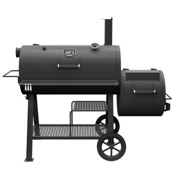 Ahumador y Parrilla de Carbón Oklahoma Joe's Highland Offset Flujo Inverso 24203003 1093 Pulgadas Cuadradas Negro