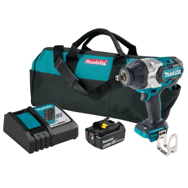 Kit Llave de Impacto Inalámbrica Makita XWT19T 18V LXT Sin Escobillas 3 Velocidades 1/2 Pulgadas con Yunque de Retención
