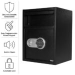 Stalwart - Caja de seguridad electrónica con teclado digital y 2 llaves manuales de anulación para dinero en efectivo o