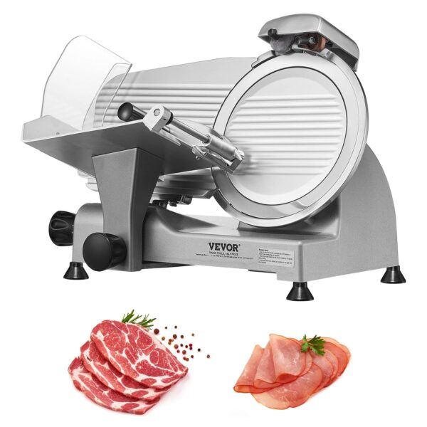 Cortadora de carne, rebanadora eléctrica de 340W para delicatessen con hoja de acero inoxidable SUS420 de 10" y piedra a