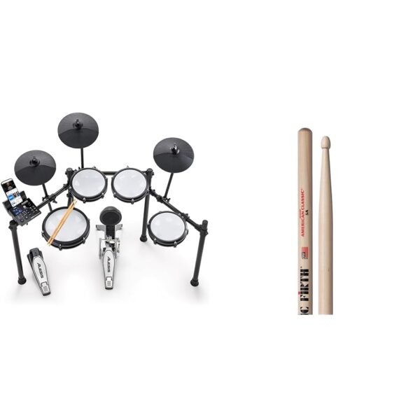 Batería Electrónica Alesis Nitro Max Kit 8 Piezas Caja de Doble Zona 10 Pulgadas Bluetooth Negro con Baquetas Vic Firth