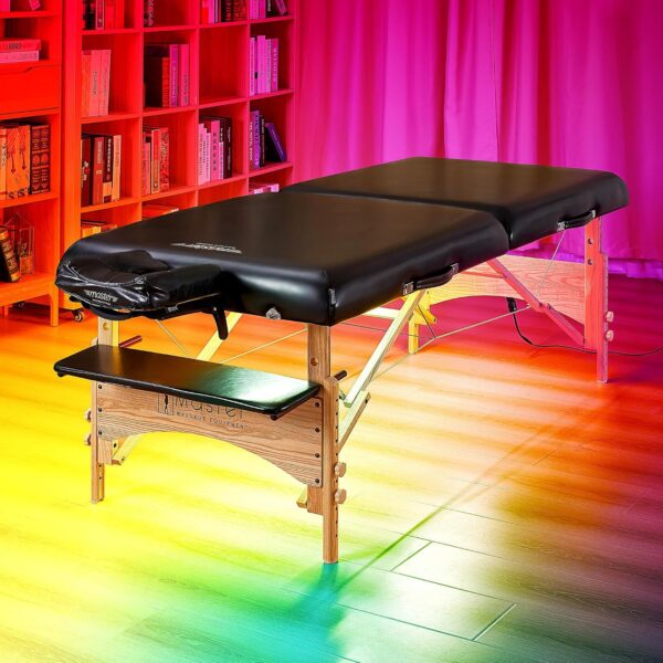 Mesa de Masaje Portátil Master Massage Gibraltar 22274+10690MC 32 Pulgadas Negro con Sistema de Iluminación Ambiental RG