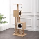 Árbol para Gatos THE LICKER STORE CTR1011A Sawyer 56 Pulgadas 3 Niveles Yute Marrón Blanco