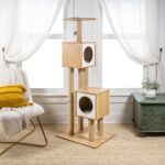 Árbol para Gatos THE LICKER STORE CTR1011A Sawyer 56 Pulgadas 3 Niveles Yute Marrón Blanco