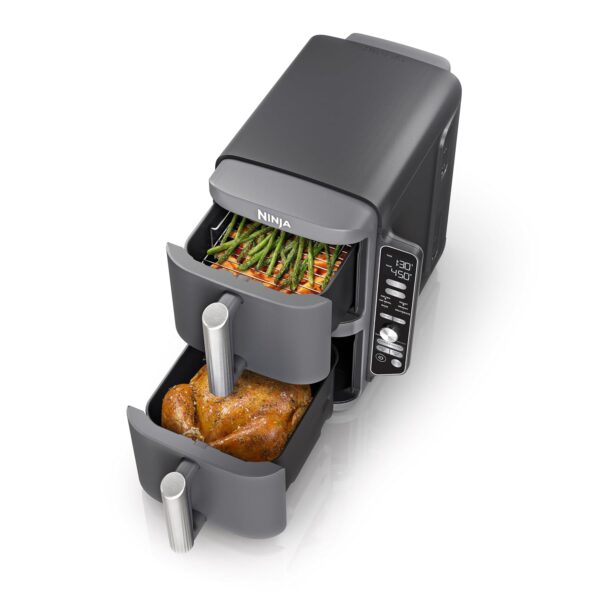 Ninja Freidora de aire, 10 cuartos de galón DoubleStack XL 2 cestas, diseño compacto, cocina pollo entero de 5 libras, a