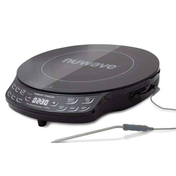Nuwave Placa de inducción mejorada, control de 3 niveles de potencia, sonda de temperatura digital patentada, bobina de