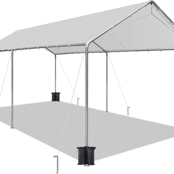Refugio de Toldo Metálico SAILARY HW-VS21CP01-01GR 10 x 20 Pies Gris Estructura de Acero A Prueba de Agua