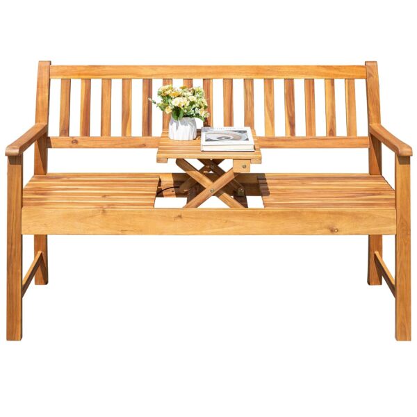 Banco de Exterior Greesum GS-LCW0305BN Madera de Acacia con Mesa Plegable para 2 Personas Natural