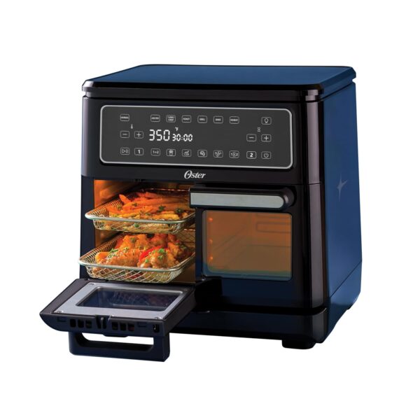 Oster Horno de Freidora de Aire Dual de 11 Cuartos con 2 Zonas de Cocina, Freidora de Aire de Gran Capacidad con 6 Funci