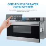 Midea MM12S2ASZ Horno microondas, cajón de 1.2 pies cúbicos, acero inoxidable, cerradura de seguridad para niños