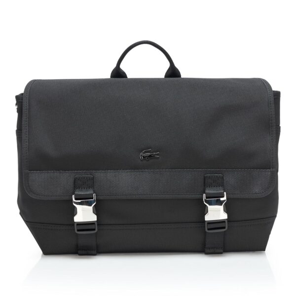 Bolso Bandolera Lacoste NH4591KO Negro Nailon con Bolsillo para iPad