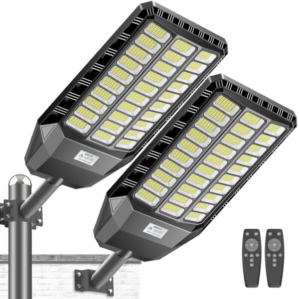 Luz Solar para Exteriores Deepn TW3006 Paquete de 2 480000 Lumenes 6500K Sensor de Movimiento Control Remoto