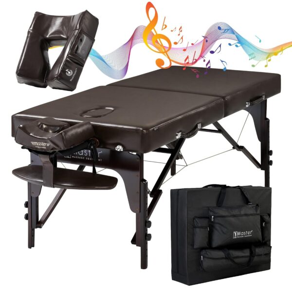 Mesa de Masaje Plegable Master Massage Supreme 31 Pulgadas Chocolate Nano con Cojín Facial MusicMaster Dream Sound
