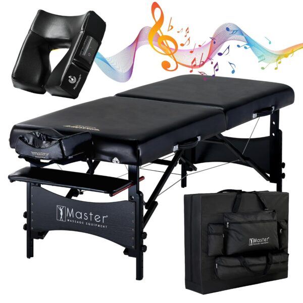 Mesa de Masaje Master Massage Galaxy 30 Pulgadas Negro Nano con Cojín MusicMaster