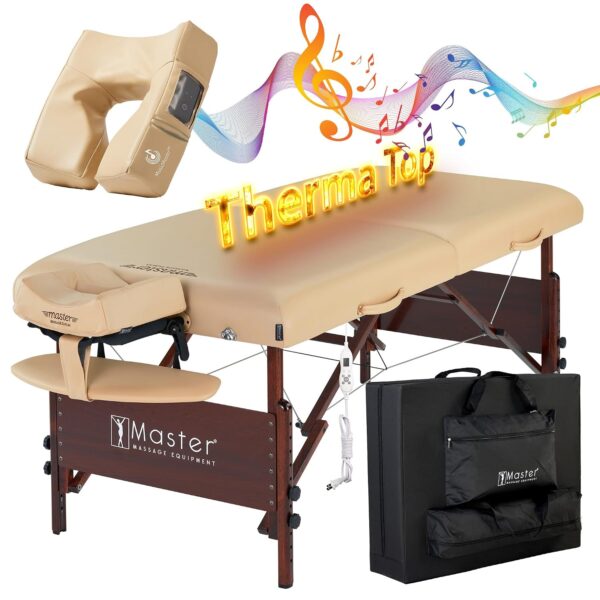 Mesa de Masaje Master Massage Del Ray TT 30 Pulgadas con Cojín Facial MusicMaster Dream Sound Crema