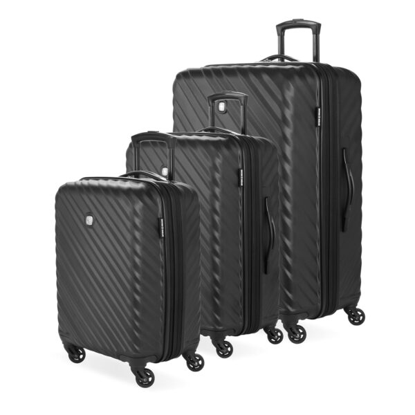Set de Maletas SwissGear SW353003202 Spinner Expandible Wave Negro 3 Piezas 20 24 28 Pulgadas