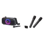 Bocina JBL PartyBox On-The-Go Essential con 2 Micrófonos Inalámbricos Digitales 100 Vatios IPX4