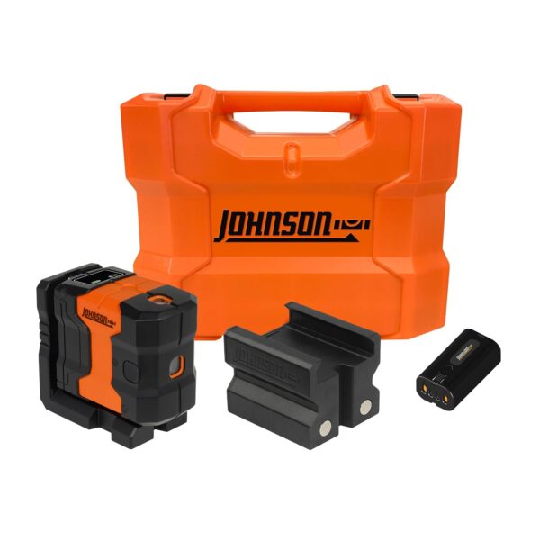 Johnson Level & Tool JDT300-GN3D Nivel Láser, Kit Autonivelante Láser de 3 Puntos con Tecnología GreenBrite®, Base Magné