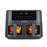 Holstein Housewares 8.4QT Freidora de aire digital de canasta doble con ventana de visualización y pantalla LED con 7 op
