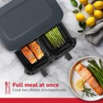 Holstein Housewares 8.4QT Freidora de aire digital de canasta doble con ventana de visualización y pantalla LED con 7 op