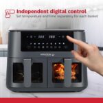 Holstein Housewares 8.4QT Freidora de aire digital de canasta doble con ventana de visualización y pantalla LED con 7 op