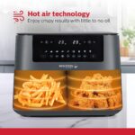 Holstein Housewares 8.4QT Freidora de aire digital de canasta doble con ventana de visualización y pantalla LED con 7 op