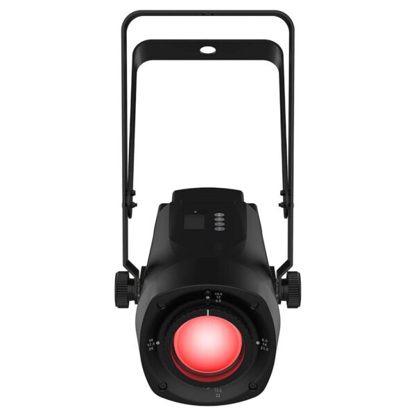 CHAUVET DJ PinSpot Q1Z ILS - Luz compacta LED Pinspot | 20W RGBW Quad-Color, zoom manual, pantalla OLED | Muestra de luz