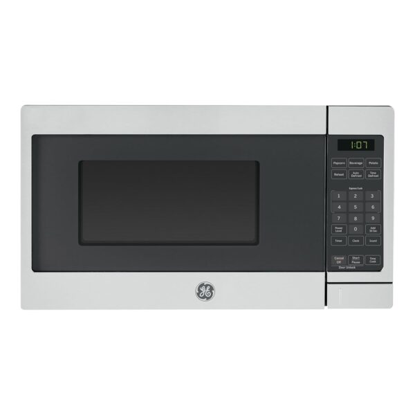 Horno microondas GE para encimera, compacto de 0.7 pies cúbicos, capacidad de 700 vatios, 6 configuraciones de cocción a
