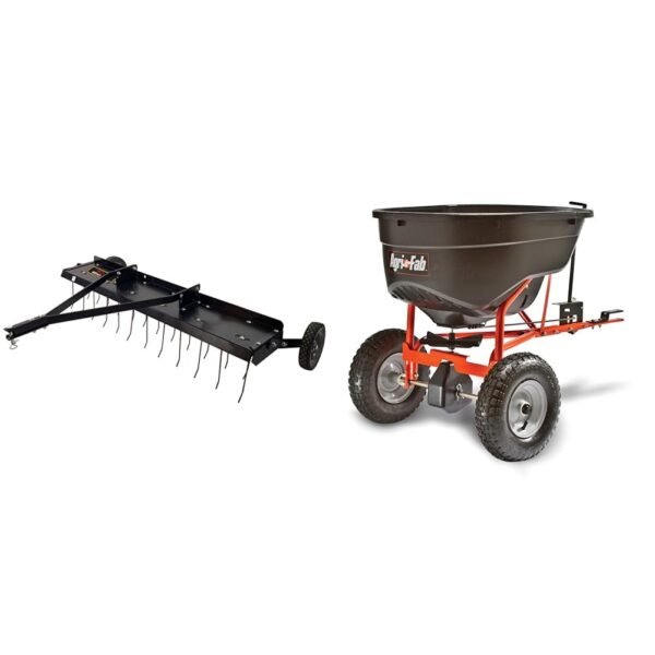 Esparcidor de Transmisión de Remolque Brinly Agri-Fab 48 pulgadas Tolva 130 libras Acero de Aleación Negro Mate